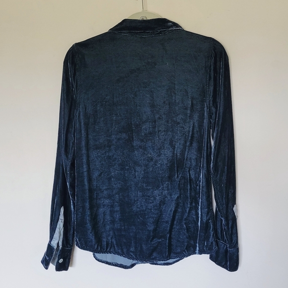 CP Shades Romy Velvet Shirt in Blue - Picture 6 of 9